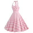 thumbnail image 3 of QUNYINEY Womens Summer Dresses Plaid Casual Sleeveless A-Line Dress Flowy V Neck Empire Waist Midi Sundress, 3 of 8
