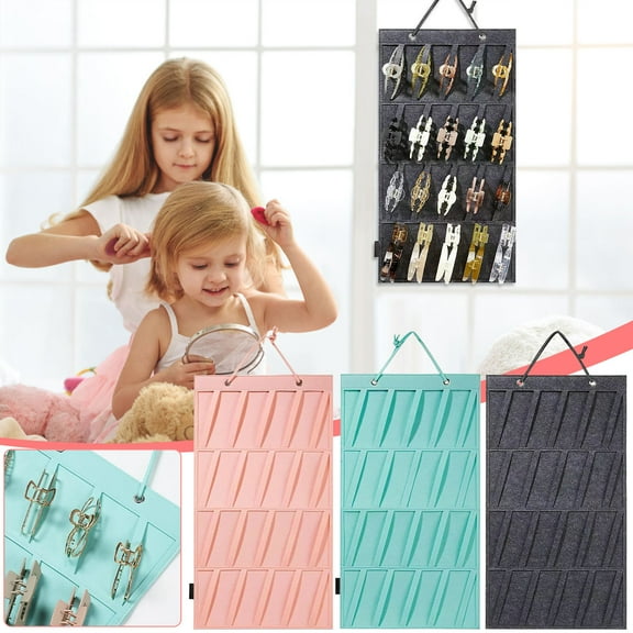 Blaxill Hair Claw Clip Organizer Hanging Storage Bag| Thick Natural Material | Adjustable Cord | 64 x 35 cm | Holds 20 Large Clips & More | Space-Saving Display | 1 Pack