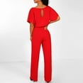 thumbnail image 2 of Wirziis Jumpsuits for Women Casual Loose Batwing Sleeve Crewneck Rompers Long Pants Belted Wide Legs Overall S-XL, 2 of 5