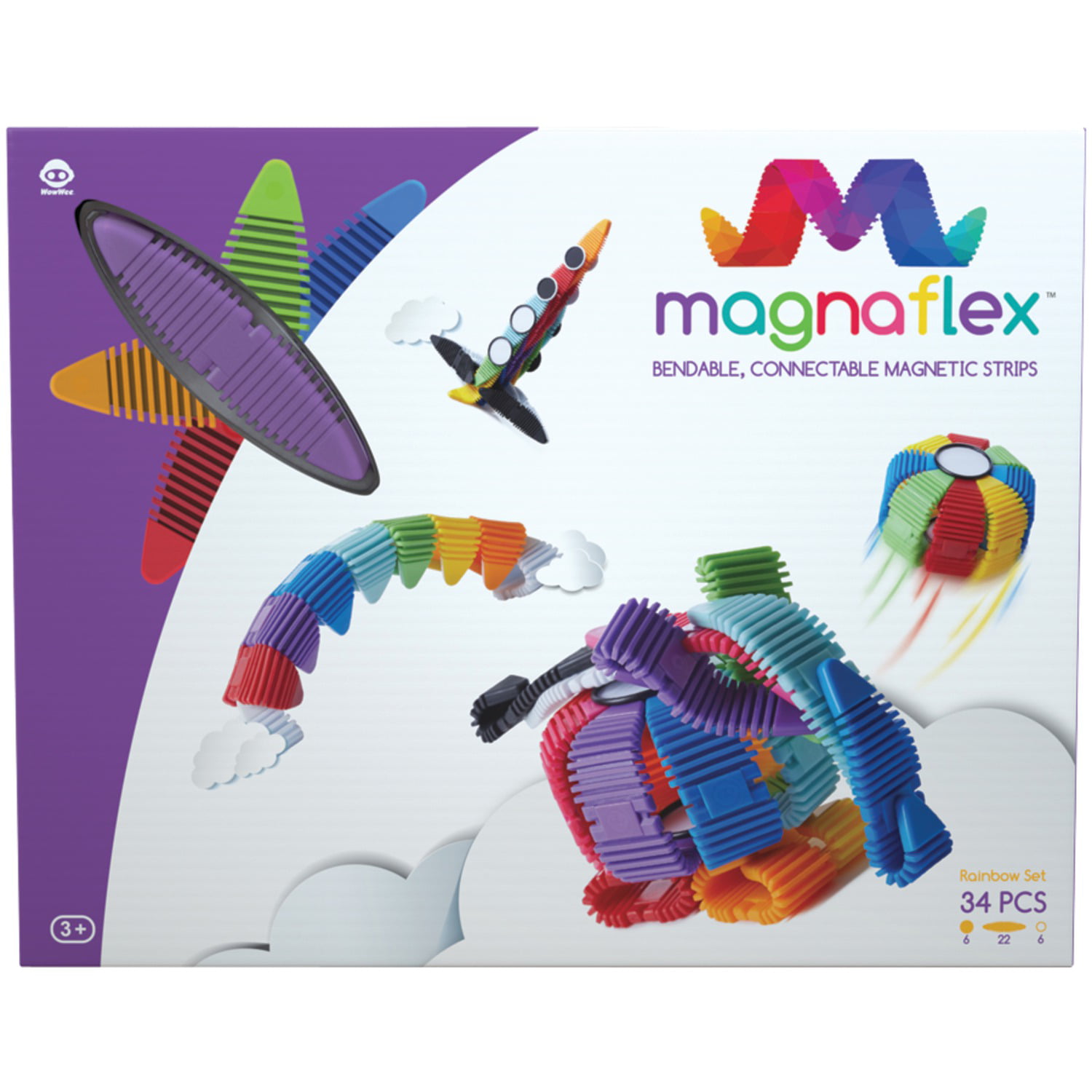 WowWee Magnaflex Rainbow Set Flexible Magnetic Construction Kit 34 pieces