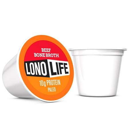 LonoLife Grass-Fed Beef Bone Broth Powder with 10g Protein, Single Serve Cups, 4