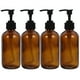thumbnail image 1 of FELTECHELECTR Botellas vacías de vidrio de 250 ml para loción, emulsión, champú, gel de ducha, bomba, portátil, de viaje, para uso doméstico y hotelero (marrón claro), 4 unidades., 1 of 6
