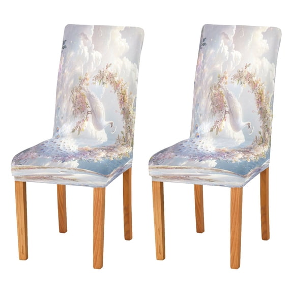 BZSMCE Chairs Slipcovers Dining Chair Covers Fantasy White Peacock Creative Pattern