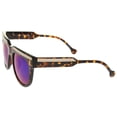 thumbnail image 3 of sunglassLA Unisex Retro Metal Accent Color Mirror Lens Horn Rimmed Oversize Sunglasses (Tortoise-Gold / Blue Mirror) - 50mm, 3 of 4