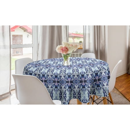 

Ethnic Round Tablecloth Geometric Inspired Elements Drawn by Hand Circle Table Cloth Cover for Dining Room Kitchen Decor 60 Pale Blue Mauve by Ambesonne