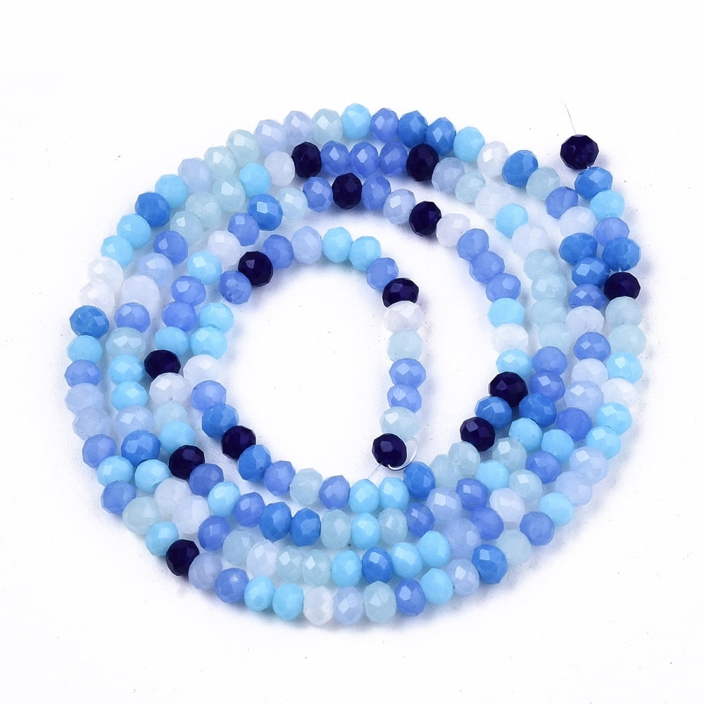 30strands Opaque Glass Beads Strands Imitation Glass Faceted Rondelle Cornflower Blue 3x2mm Hole: 0.8mm about 186~193pcs/strand 17.13 inch~17.32 inch (43.5cm~44cm)