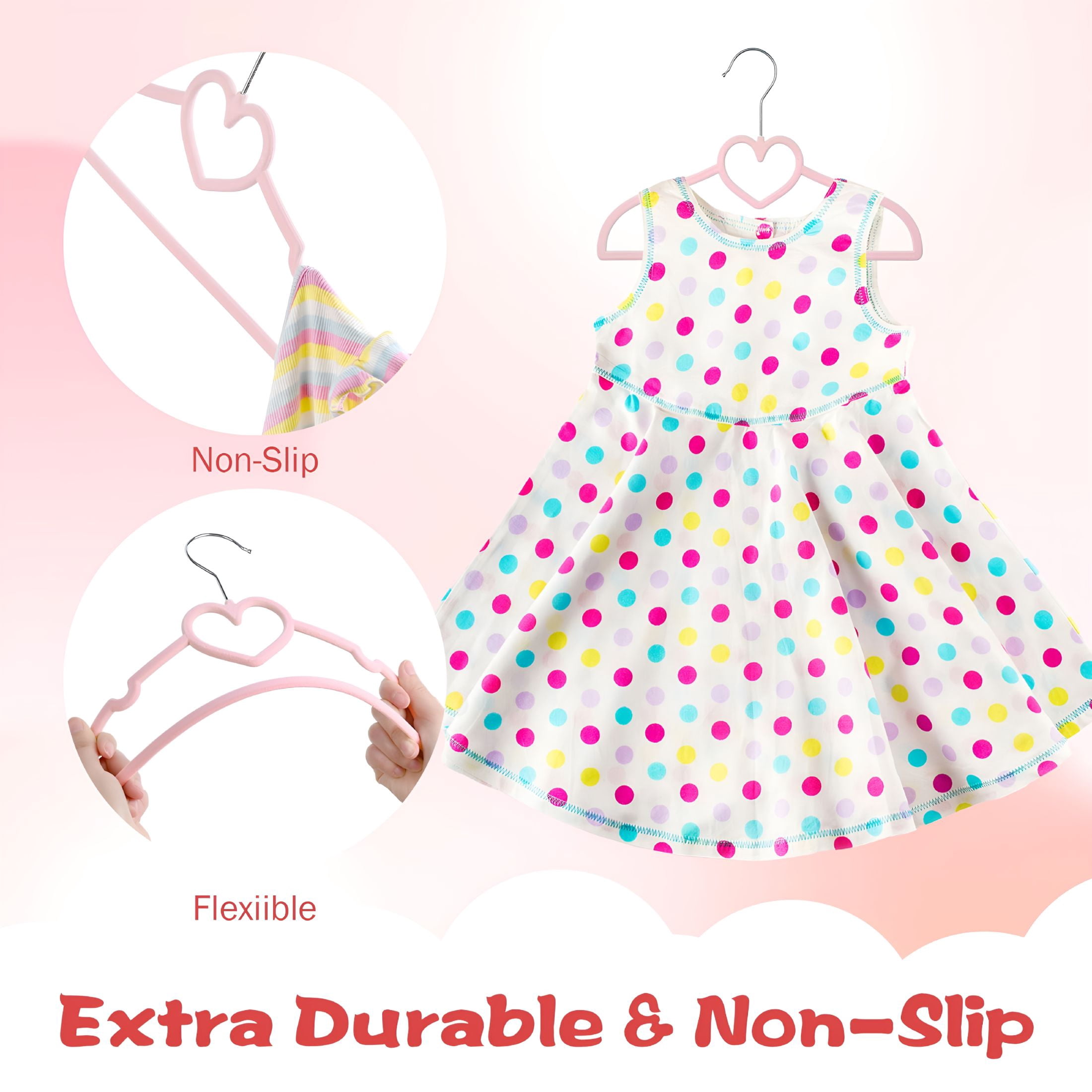 XIBUFE 2026 New 50Pcs Kids Hangers,Premium Velvet Strong&Durable Baby Hangers,Non-Slip Toddler Hanger,Baby Clothes Hangers with 360°Swivel Hook,12.8”Children Hangers,Ultra Slim&Stackable Space Saving