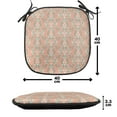 thumbnail image 4 of Geometric Chair Seating Cushion Set of 6, Tribal Inspired Motif with Tiny Triangles, Seat Pads for Office with Anti-slip Backing, 16"x16", Salmon Almond Green, by Ambesonne, 4 of 7