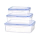 thumbnail image 1 of Juego de recipientes de plástico para almacenar alimentos con tapas, no tóxicos, tapas sin BPA, 1 of 5