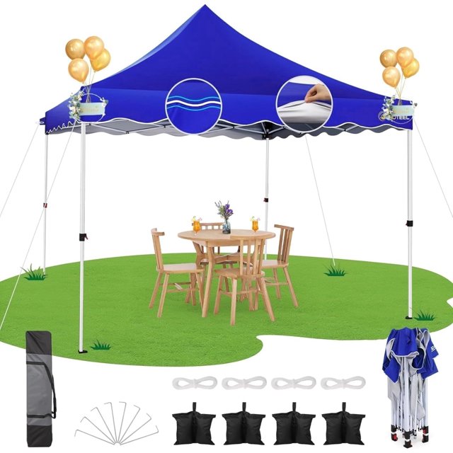 SANOPY 10 x 10 ft Pop-up Canopy Tent, Outdoor Straight Legs Instant Canopy - Deep Blue