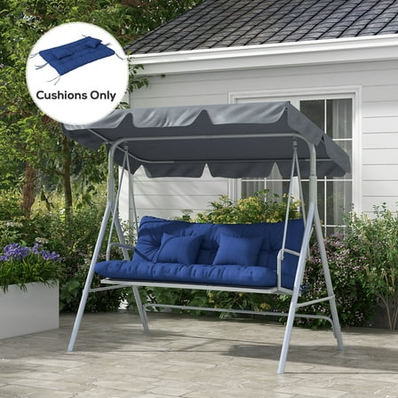 Outsunny 59" Tufted Bench Cushions & Throw Pillows, Replacement Bench Seat Pad, Back & 2 Pillows for Outdoor Furniture, Navy Blue