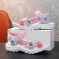 thumbnail image 6 of Ticikt Kids EVA Sport Sandals, Lightweight Adjustable Strap Outdoor Beach Shoes, Girls Color Block Princess Style Summer Sandals, 6 of 9