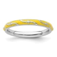 thumbnail image 3 of Auriga 925 Sterling Silver Yellow Enamel Ring for Women Size- 5, 3 of 6