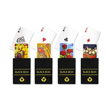 Black Box Premium Plastic Playing Cards With Case Set Of 4, Waterproof Playing Cards, Bridge Size | Multicolor Playing Cards