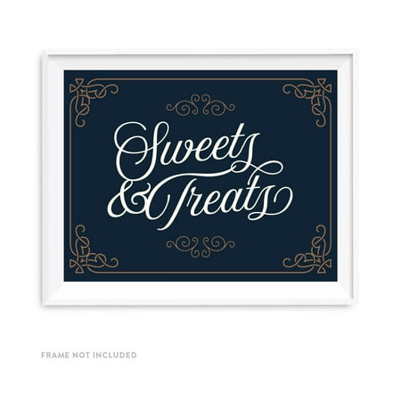 - Navy Blue Art Deco Vintage Party Signs, Sweets & Treats Dessert Table Sign, 8.5x11-inch