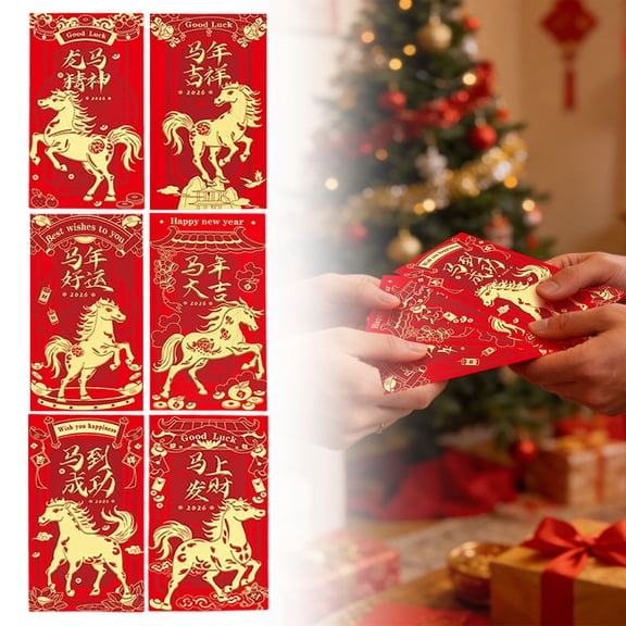Chinese New Year Red Envelopes New Year Envelopes Decorations Chinese New Year Year Of New Years 2026 Red Packet With 6 Gold Embossed Patterns
