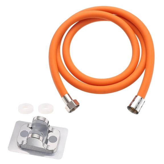 Silicone Shower Hose, 59" Explosion Shower Hose Replacement with Shower Head Holder for Bathing, Pet Cleaning (Orange)