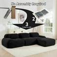 thumbnail image 3 of Aukfa 117" Modular Sectional Sofa Overstuffed Boneless Couch, 3Pillows, No Assembly, Corduroy, Black, 3 of 9