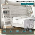 thumbnail image 3 of VanAcc Full Bed Frame with 47.2" H Headboard and 4-Tier Bookshelves, Farmhouse with Charging Station & 2 Drawers for Bedroom, Rustic White, 3 of 8