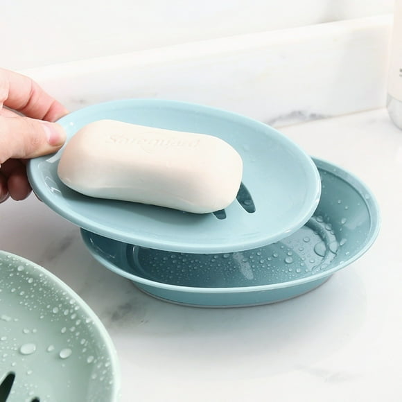 Deals Qaailabf Elliptical Soap Box Plastic Soap Box In The Bathroom Double Drainage Bathroom Face Washing Soap Box