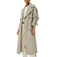 thumbnail image 2 of Womens Oversized Long Trench Coat Double Breasted Lapel Windproof Overcoat with Belt, 2 of 4