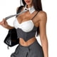 thumbnail image 1 of Conjunto de Dos Piezas A Rayas para Mujer, Que Incluye un Top de con Cuello Falso y una Minifalda Gris L, 1 of 10