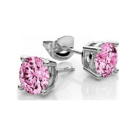 2.00 CTTW .925 Sterling Silver pink Stud Earrings