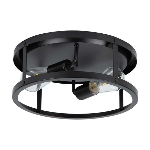 YANSUN 2 Light Matte Black Incandescent Flush Mount Light Farmhouse Light Fixture for Hallway,Entrance,Laundry Room