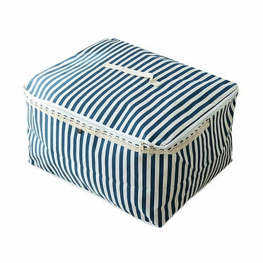 AUQ Closet Storage Bins,Cartoon Expression Design Zippered Storage Bags,Fun and Practical Quilt Bag,Blue,50*40*25CM,Canvas PE waterproof layer