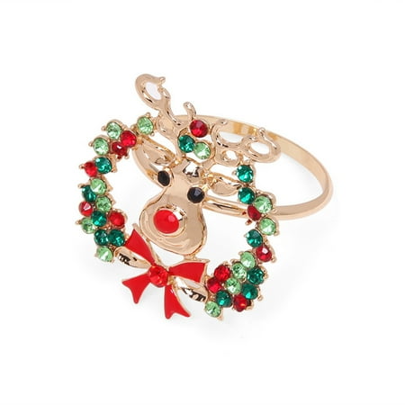 

FeiraDeVaidade Christmas Napkin Rings Santa Snowman Bell Table Napkins Holder Wedding Supplies