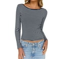 thumbnail image 3 of IWEMEK Long Sleeve Tops for Women Crew Neck Tight Fitting Tee Shirt Black Casual Fall Pullover Size XL, 3 of 7