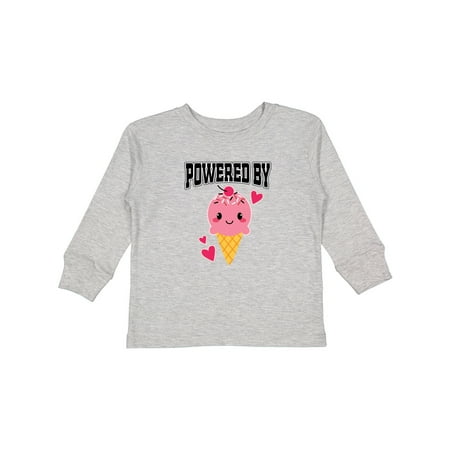 

Inktastic Powered by Ice Cream Gift Toddler Toddler Girl Long Sleeve T-Shirt
