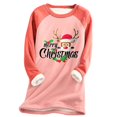 thumbnail image 1 of Tenues d'Hiver pour Femmes Col Rond Imprimé de Noël Léopard Patchwork Velours Chaud Manches Longues Hauts Tenue de Plage pour Femmes en Liquidation, 1 of 4
