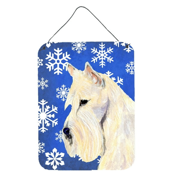 Carolines Treasures SS4668DS1216 Scottish Terrier Winter Snowflakes Holiday Wall or Door Hanging Prints 12WX16H