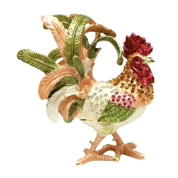 KiBcsLic Enamel Jewelry Box, Enameled Hinged Jewelry Box, Decorative Jewelry Box, Green Gold Tail