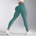 thumbnail image 2 of Duoif Women's High Waisted Yoga Pants Slim Fit Quick Drying Leggings Hip Lifting Texture Fitness Pants Womens Bottoms Light Green L, 2 of 7