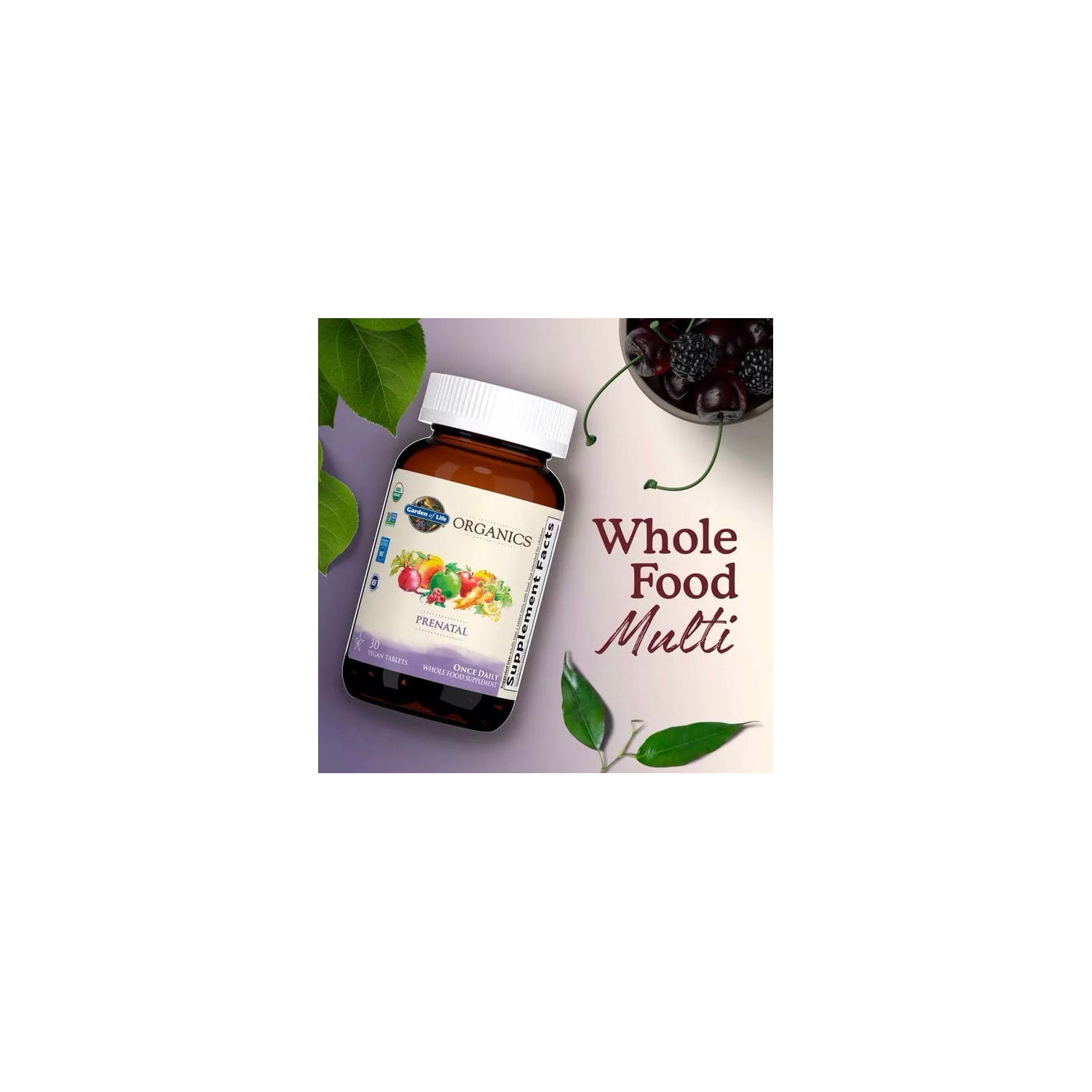 Garden of Life Organics Prenatal Multivitamin, with Folate and Vegan D3 - Once Daily for Pregnant & Lactating Women - 1 Month Supply