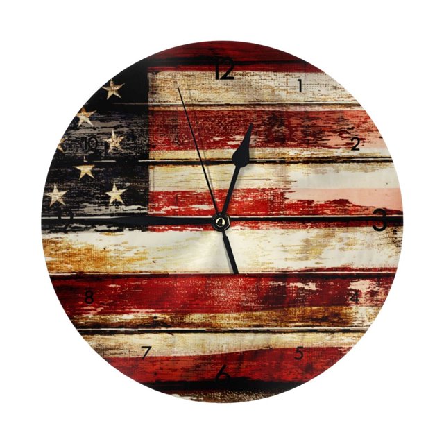 Reloj de pared redondo de EE. UU. - Relojes de pared silenciosos que no hacen tictac de 10 pulgadas - Estilo rústico retro campestre decorativo para sala de estar, cocina, hogar, baño y dormitorio