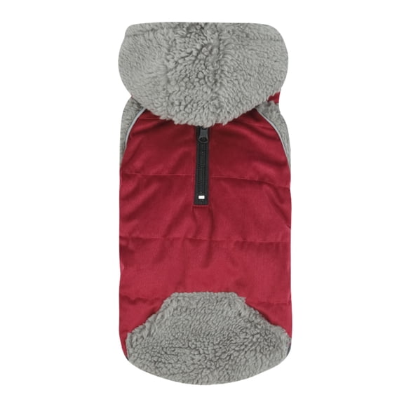 Winter Fleece Dog Jacket Warm Pet Clothes Double-Sided Wearable Hoodie Hooded Jacket For Labrador Reflective Big Dog Coats Red XL