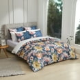 thumbnail image 2 of Three-piece set of dark green down duvet covers, floral printed bedding, anti-allergy zipper style, elegant and fashionable, suitable for all seasons, 2 of 11