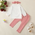 thumbnail image 4 of 2T Toddler Baby Girls Outfits 2-3T Toddler Baby Girls Long Sleeve Heart Print Top Ruffle Pants Headband 3PCS Fall Winter Clothes White, 4 of 9