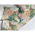 thumbnail image 2 of Floral Design Bed Runner Set, Nostalgic Effect Rose Pattern with Leaves Greenery Garden Scene, Decorative Bedding Scarf & 2 Pillow Shams for Hotels Homes, King, Peacock Green Champagne, by Ambesonne, 2 of 3