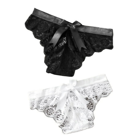 

HHei_K 2PC Bowknot Women Plus Size Flower Lace Lingerie Underwear Sleepwear Underpant