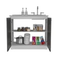 thumbnail image 5 of Modern Utility Sink with Cabinet, One Shelf, Double Door Cabinet -White / Smokey Oak, for Kitchen, 5 of 7