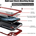 thumbnail image 2 of iPhone 11 Pro Case Waterproof Metal Heavy Duty Case with Built-in Screen Full Body Protective Shockproof Drop Proof Tough Rugged Military Grade Defender Case, Red, 2 of 8