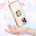 thumbnail image 5 of Compatible with Rose Gold iPhone 13 Mini Case for Women Girls Kickstand Ring Holder 360 TPU Rotation Case with Stand Plating Edge Work with Magnetic Mount Slim Luxury Girly Cover Case White, 5 of 16