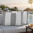 thumbnail image 4 of White Boho Outdoor Waterproof Pillow Covers, Farmhouse Simple Abstract Striped Geometric Decorative Rectangle Throw Pillowcase Sofa Cushion Sham for Patio/Couch/Chair, 20"x12" 2 Pack, 4 of 8