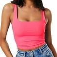 thumbnail image 2 of Tank Top for Womans Ribbed Square Neck Tank Tops Basic Backless Sleeveless Summer Shirts 2025 Tank Tops Pink, 2 of 5