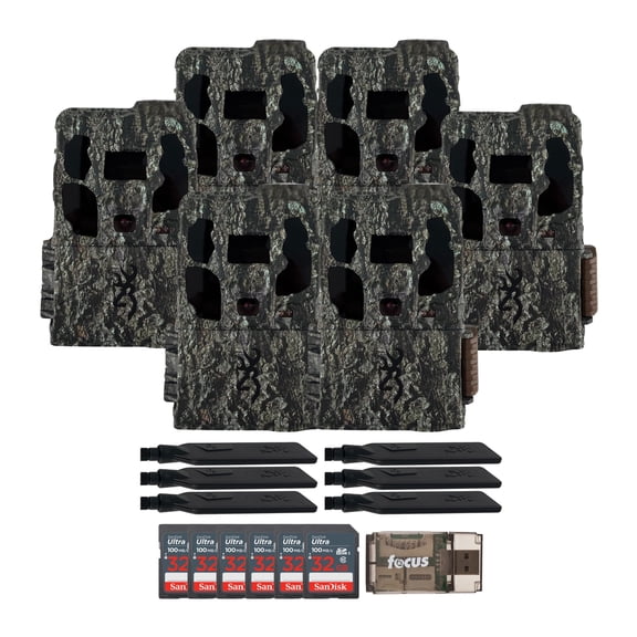 Browning Trail Cameras - Defender Wireless Pro Scout Max HD AI (6-Pack) Bundle with 6x 32GB Memory Card and Card Reader (13 items)