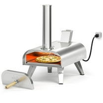 BIG HORN OUTDOORS 12" Dual Fuel Pizza Oven – Electric & Wood Pellet, Indoor & Outdoor High-Temp Pizza Maker (1000°F) with Pizza Stone
